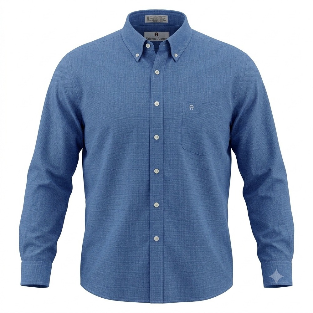Etienne Aigner Mens L 16.5 34/35 Blue Oxford LS Button Down Shirt Vintage USA